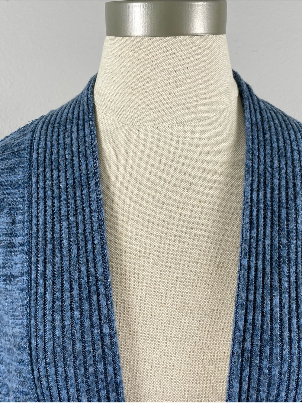 Alfred Dunner Blue Open-Front Rib-Trim Cardigan - Picture 4 of 8